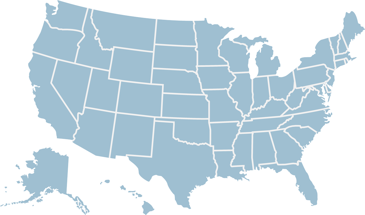 美国地图 -  LightBlue